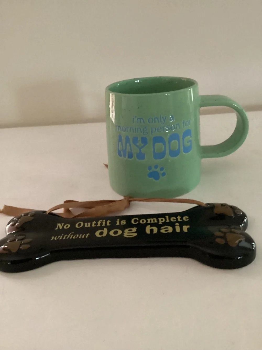 Funny Dog Theme Mug and Ceramic Bone-shaped Plaque